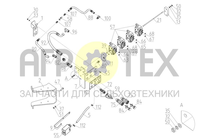 Кронштейн с муфтами БРС (2375.46.00.390) (№35 на схеме)